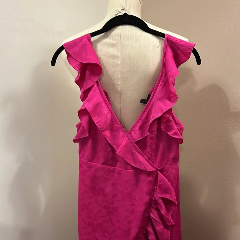 TOPSHOP Fuchsia Wrap Dress Layered with Ruffles size 0 - Picture 9 of 13
